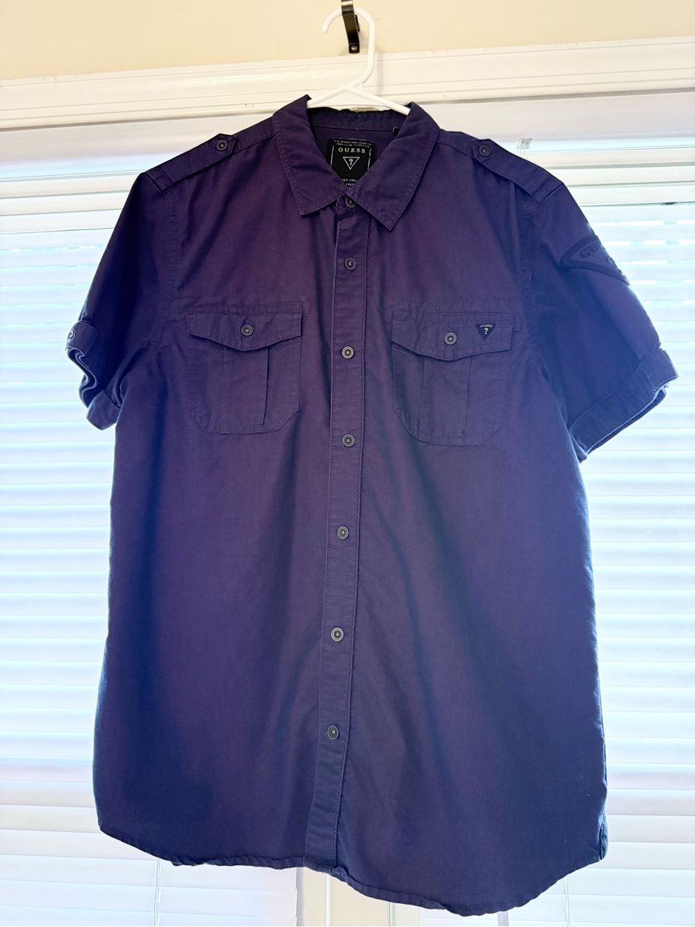 GUESS Purple Utility Button Up Shirt M